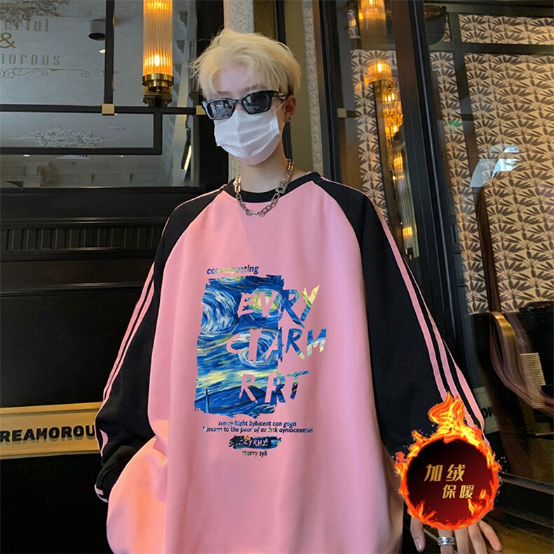 抖音得物供货提供视频秋冬重磅美式宽松织带圆领卫衣07159,男装卫衣,电商A486