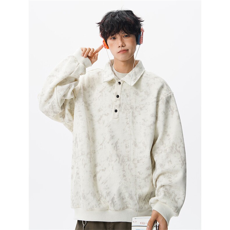 现货WY10165-特P48 控88美式复古解构拼接大码男宽松情侣套头卫衣图片