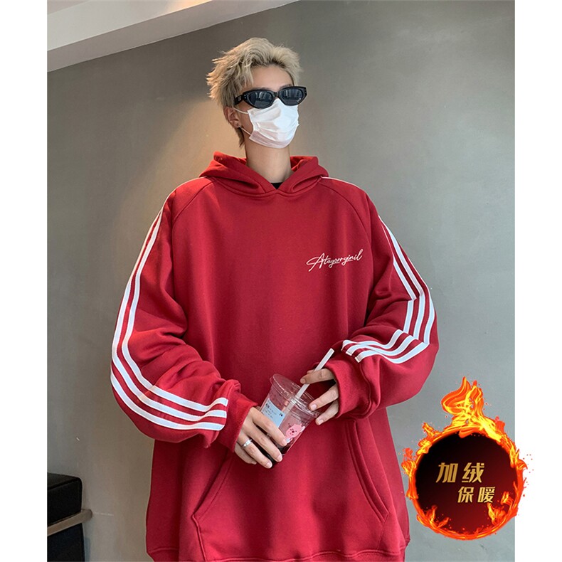 抖音得物供货提供视频秋冬重磅美式宽松织带连帽卫衣0614,男装卫衣,电商A486