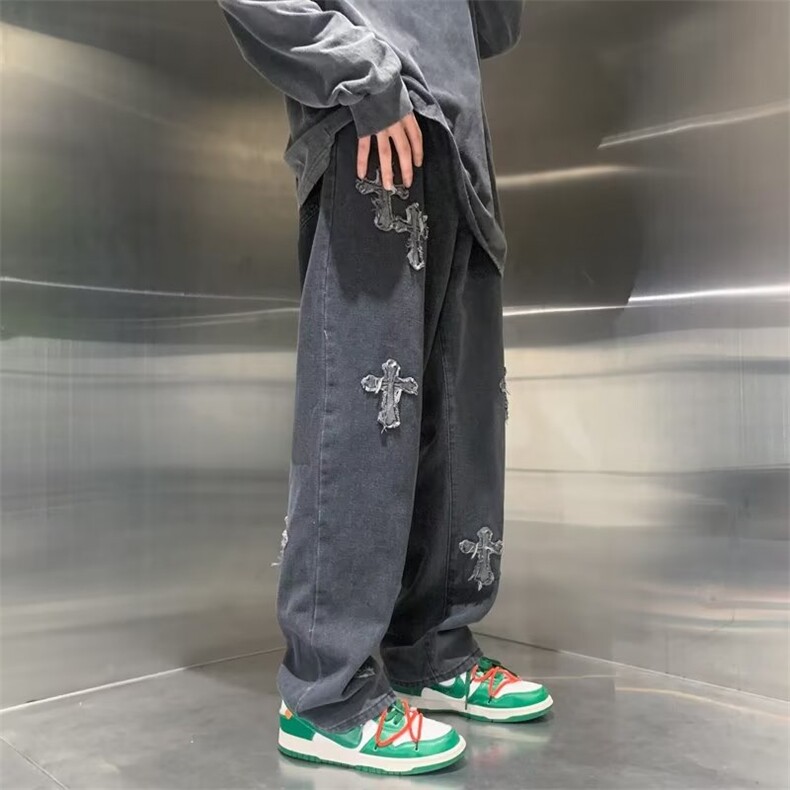 牛仔裤男秋季潮大码休闲裤子高街N7039P43,男装牛仔裤,星座1116-2