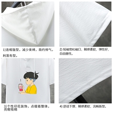 LD54200-P45连帽短袖t恤男大码胖子带帽五分袖中袖展架，男装T恤，电商A040A