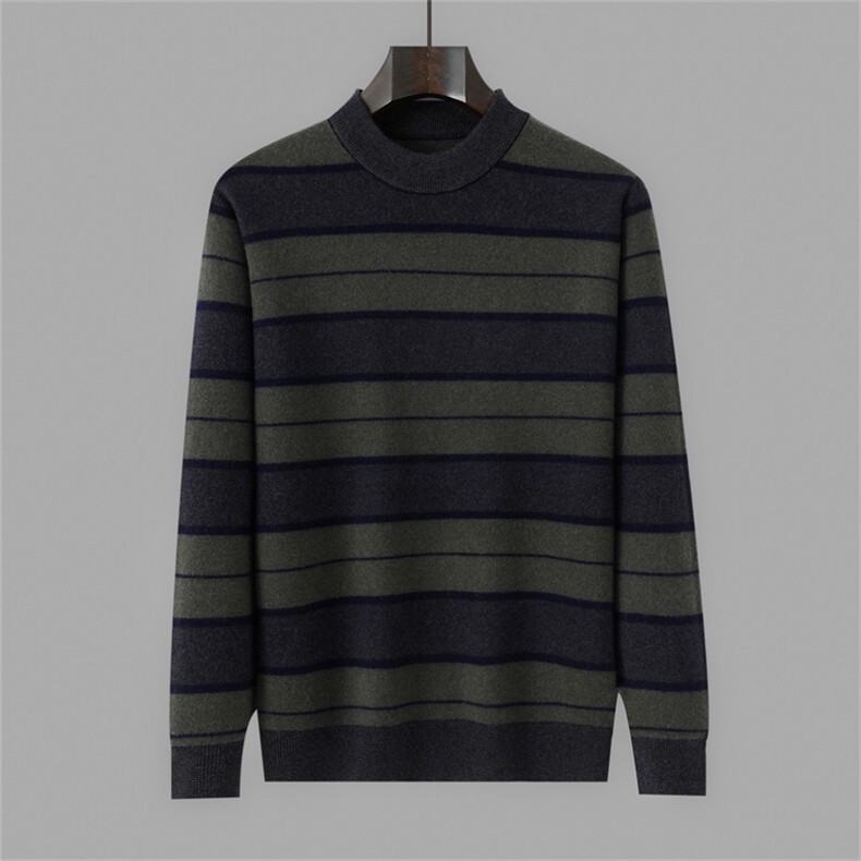 2025年秋季新款拼色条纹针织男士上衣时尚休闲通勤百搭，男装羊毛衫，琳华羊绒