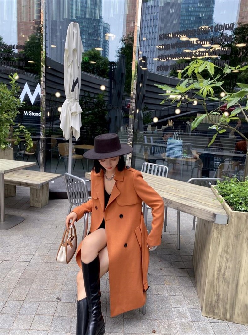 【现货】2021秋季长款风衣精纺TR面料系列款，女装风衣，蓝典