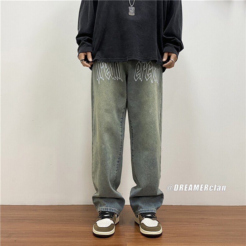 k791-p55-控78拉链黄泥牛仔在高阶宽松大码牛仔裤cityboy,男装牛仔裤,星座116