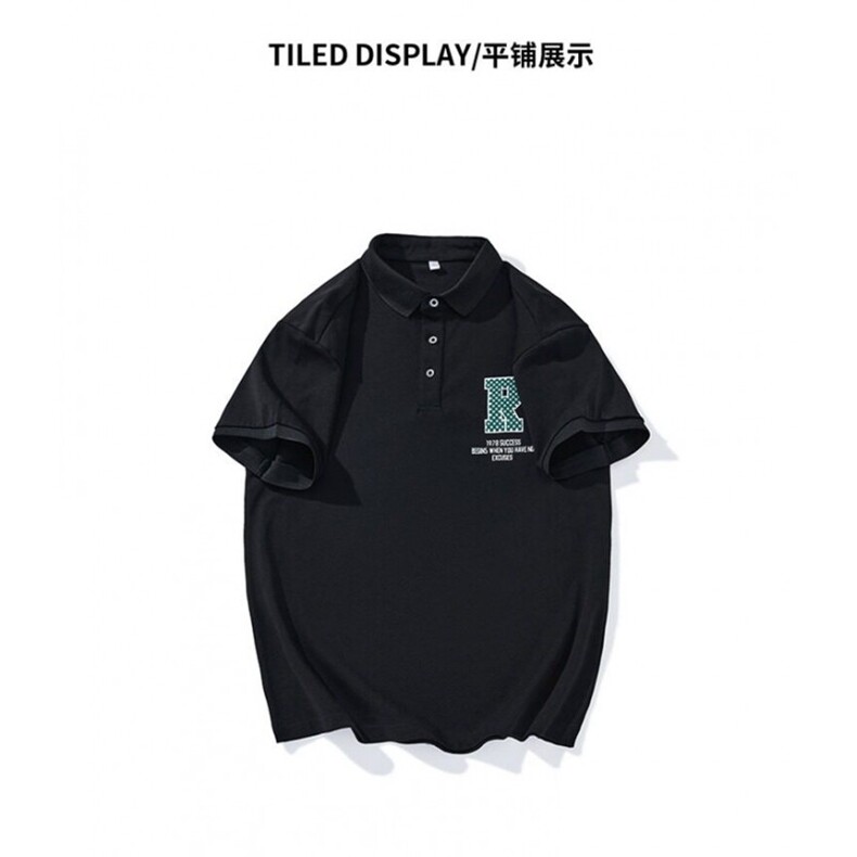 日系polo衫短袖翻领T恤男设计感小众宽松高级感痞帅体恤PL75P64,男装T恤,星座1013-5
