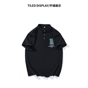 日系polo衫短袖翻领T恤男设计感小众宽松高级感痞帅体恤PL75 P64图片