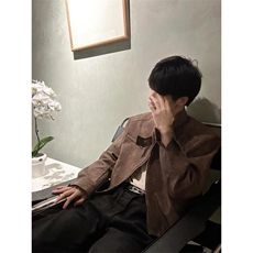 【有货】咖棕色飞行员外套美式复古短款机车服夹克JK8542WW-特P75，男装夹克，星座1007（原301D）