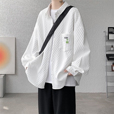 衬衫男秋季新款港风宽松大码提花长袖衬衣CS027-P45，男装衬衫，星座214-3