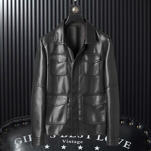 2023秋冬社会小伙PU皮衣男生机车皮夹克帅气休闲外套 LE6602-P125图片