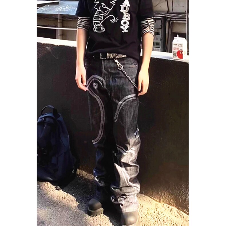 街头原牛多峰线和平鸽牛仔裤男女小众宽松阔腿垂感长裤子N61,男装牛仔裤,星座1116A（原606A-3）