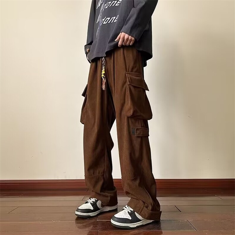 灯芯绒休闲裤男士韩版潮流大口袋帅气2024秋冬ins长裤K5783-P43,男装休闲裤,星座412-3