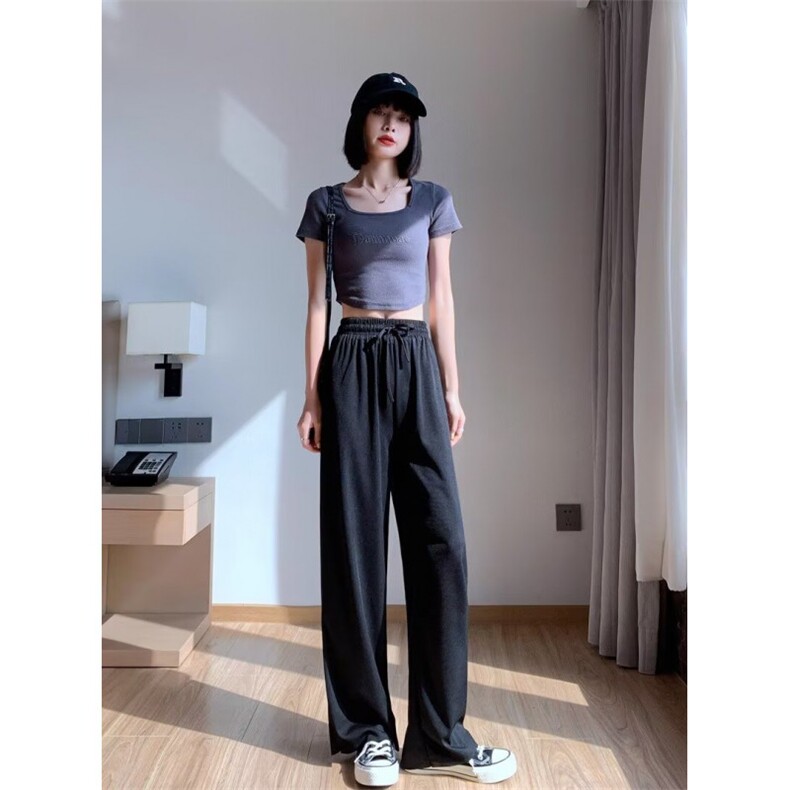 阔腿裤女生2025新款夏季宽松休闲直筒小个子高腰垂感防晒裤新款,女装休闲裤,星座1210-1