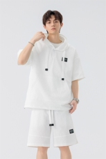 特批P50无差价夏季时尚大口袋连帽泡泡纱大码两件套套装男TZ5570，男装休闲套装，电商A001-1