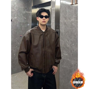 现货加厚棉衣美式潮流皮夹克外套男短款机车棉服皮衣特P80,羊绒大围巾怎么搭配图片