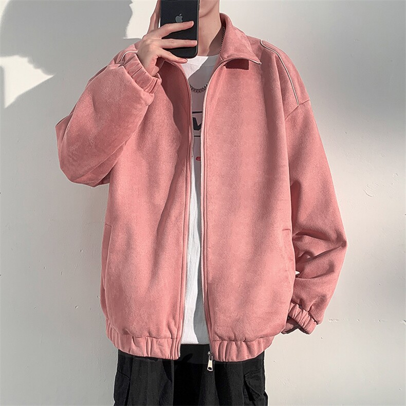 J6613P682024秋季新款抖音高品质麂皮绒反光条拼接休闲外套,男装夹克,电商A026-1