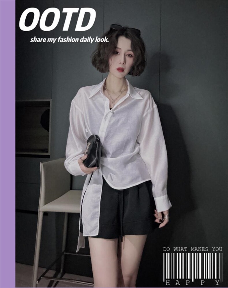 不规则衬衫ＭＬ，女装衬衫，可纳奇