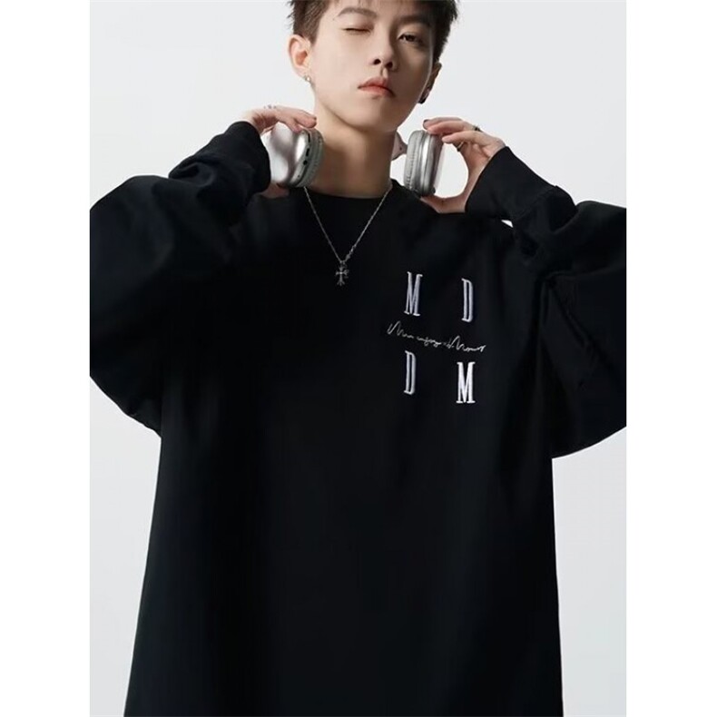 日系纯棉束口长袖T恤文艺流行百搭ins慵懒风原宿卫衣TS55-P38网图，女装T恤，电商B245