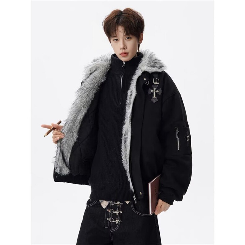 现货座山雕毛领加绒棉服男女冬季cleanfit工装外套MF389-P115,男装棉衣,星座412-3