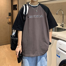 T341-P33港风夏季新款拼色印花纯棉短袖，男装T恤，星座1501-1
