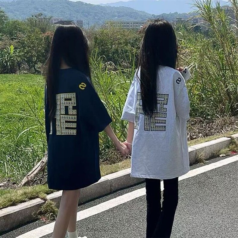 网图美式潮牌刺绣款情侣休闲短袖T恤五分袖上衣221-5/T1113/P29,男装T恤,星座221-5