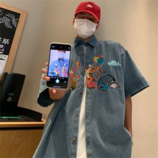 衬衫夏季标准百搭男五分袖日常潮气质日系潮流NGY18-P40，男装衬衫，星座1109-3