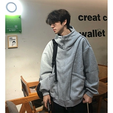 抖音得物高品质秋冬美式高街重磅结构辑明线纹理连帽卫衣外套W111，男装卫衣，电商A486