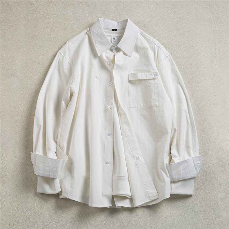 B413-1-DX6179春夏新款纯色长袖衬衫男女慵懒感休闲宽松衬衣外套,男装衬衫,电商B413-1
