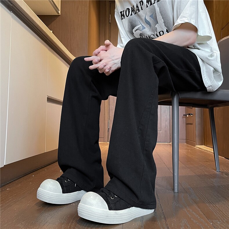 春季美式微喇牛仔裤男款vibe风高街直筒裤休闲裤子潮牌KZ002P55,男装牛仔裤,电商B312