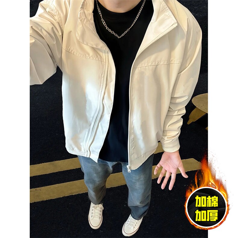 现货秋冬季美拉德立领飞行立领夹克boxy廓形棉衣高街加厚加棉外套，男装夹克，电商A486