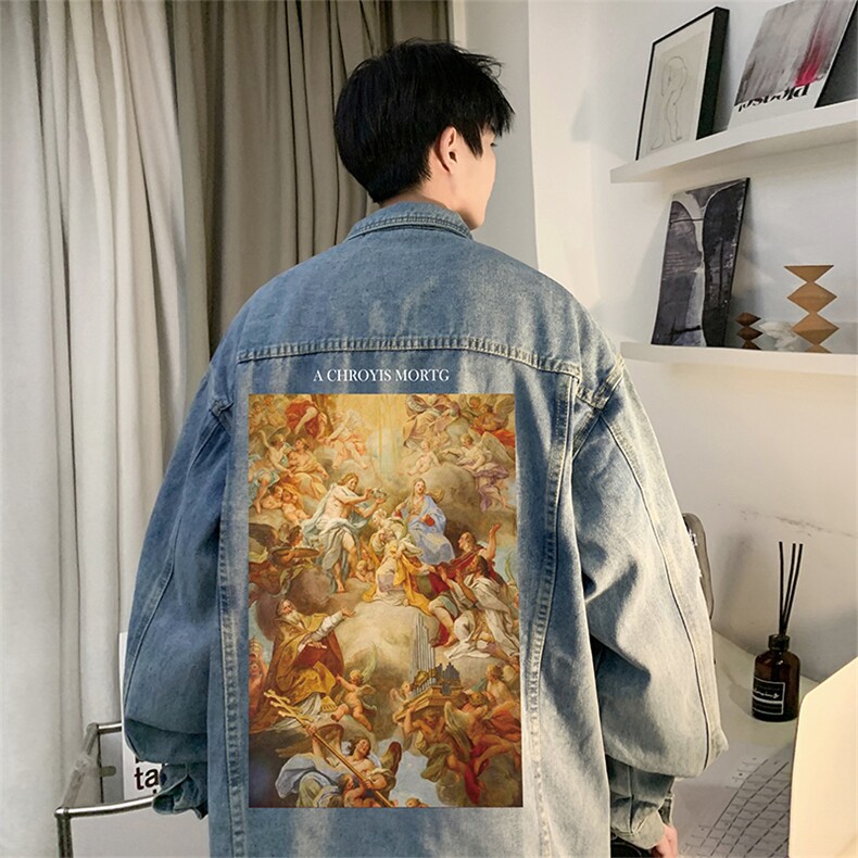 直播品质美式高街扎染印花复古水洗牛仔衣潮流夹克外套NZ17特65,男装夹克,电商A486