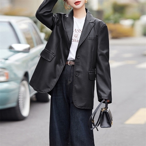 BAO款皮衣女2025新款款小个子高级感宽松春秋季韩版洋气西装外套图片