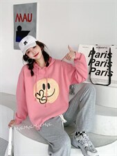 笑脸加绒卫衣，女装卫衣/绒衫，美依菱