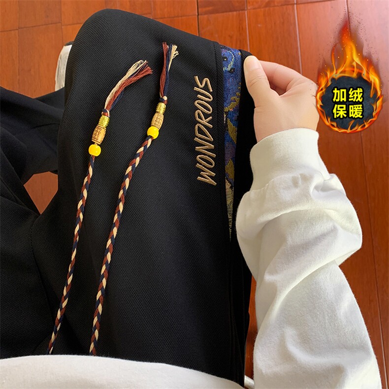 小熊拼接宽松直筒休闲长裤加绒加厚KJ8572-特P35/常规K8461-特P30,男装卫衣,电商A007