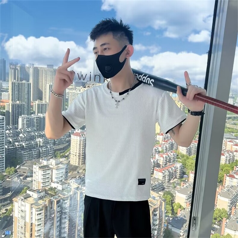条纹短袖t恤男夏季薄款新款内搭春秋季针织打底衫T212,男装T恤,星座1116A-2（原606A-1）