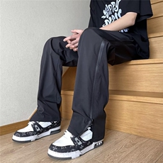 夏季设计感拉链冲锋裤男新款直筒休闲运动美式潮牌裤子K02913-P35，男装休闲裤，星座308B-1