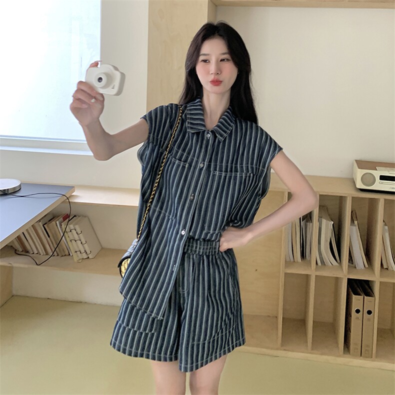 现货：新款时尚洋气韩系无袖上衣短裤两件套装2C135-6801P145K218,女装套装/套裙,2C135