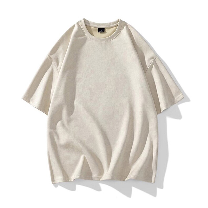 抖音得物直播高品质二开240克美式高街麂皮绒光版纯色短袖t恤12.5，男装T恤，电商A486-1