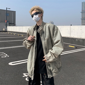 牛仔外套男秋冬新款美式复古水洗痞帅潮休闲宽松夹克JK89399-p75图片