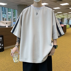 C340-P26夏季高街潮牌百搭短袖男2024新款设计感条纹t恤现货，男装T恤，星座512-6