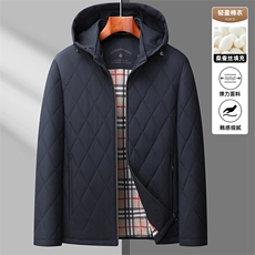 秋冬款休闲可脱卸帽棉服简约保暖加厚夹克衫爸爸装棉袄外套，男装夹克，钱塘6003（原4033）