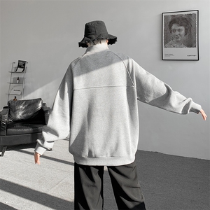 8XL-M 特大码卫衣男纯色百搭条纹肌理立领拉链长袖T恤男WY08P55图片