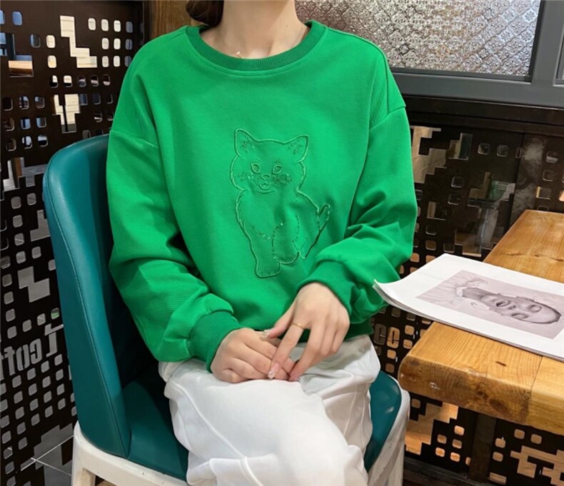 QH2022春季立体猫咪图案卫衣，女装卫衣/绒衫，启航