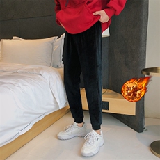 703-K06-P50冬季银狐绒双面绒纯色束脚休闲裤保暖易打理M-5XL，男装棉衣，星座703