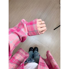 新款纯棉格子衬衫女宽松显瘦休闲百搭薄款衬衣外搭开衫潮，男装衬衫，星座1210-1