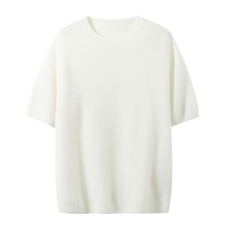 2025秋冬新款女羊绒衫100纯羊绒短袖针织套头衫精纺羊绒短袖套衫，女装T恤，温达纯山羊绒