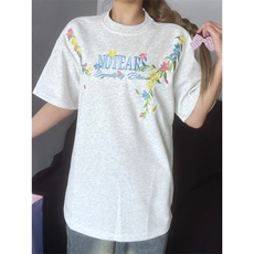 H0896-P35推荐#原版刺绣包边拉肩宽松休闲短袖T恤男女同款，女装T恤，星座617A-2