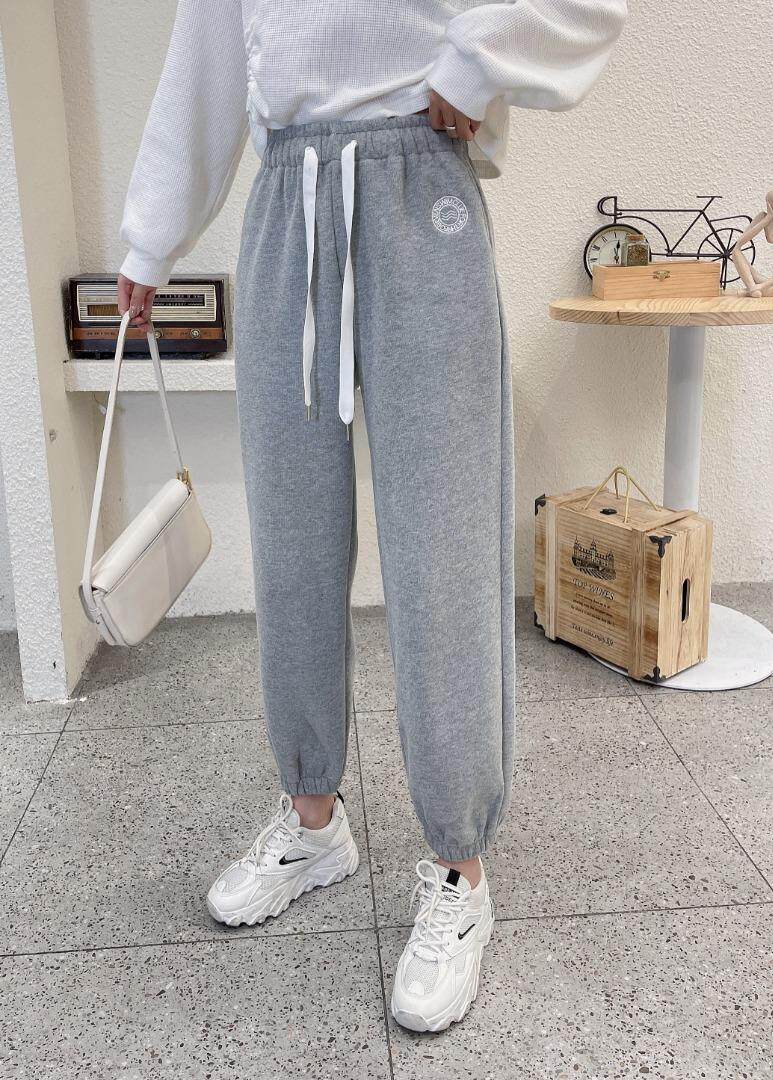 牛奶丝加绒卫裤人手，女装休闲裤，简 影