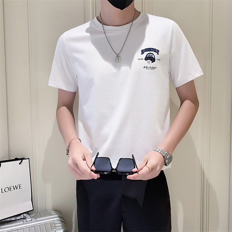 社会小伙2025新款夏季短袖T恤潮牌印花半袖A313-1-5815-P4868,男装T恤,电商A313-1