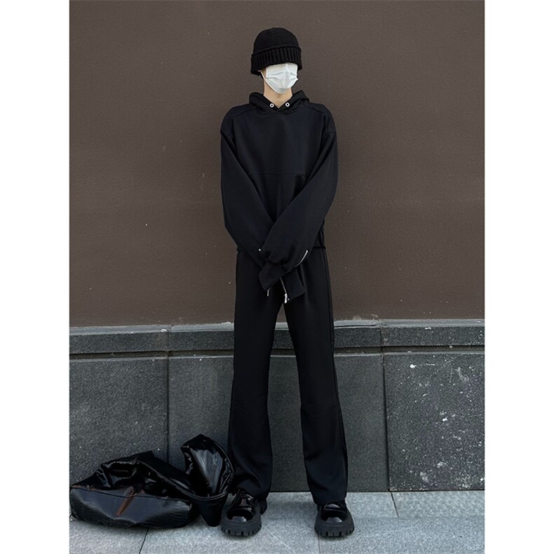 B221美式ins高街纯色情侣款休闲微喇冰丝西裤LK23083-P55控78,男装休闲裤,电商B221