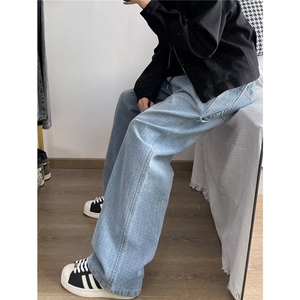 美式星空纹牛仔裤男vibe风潮牌高街宽松休闲阔腿裤子RK2403-P47图片